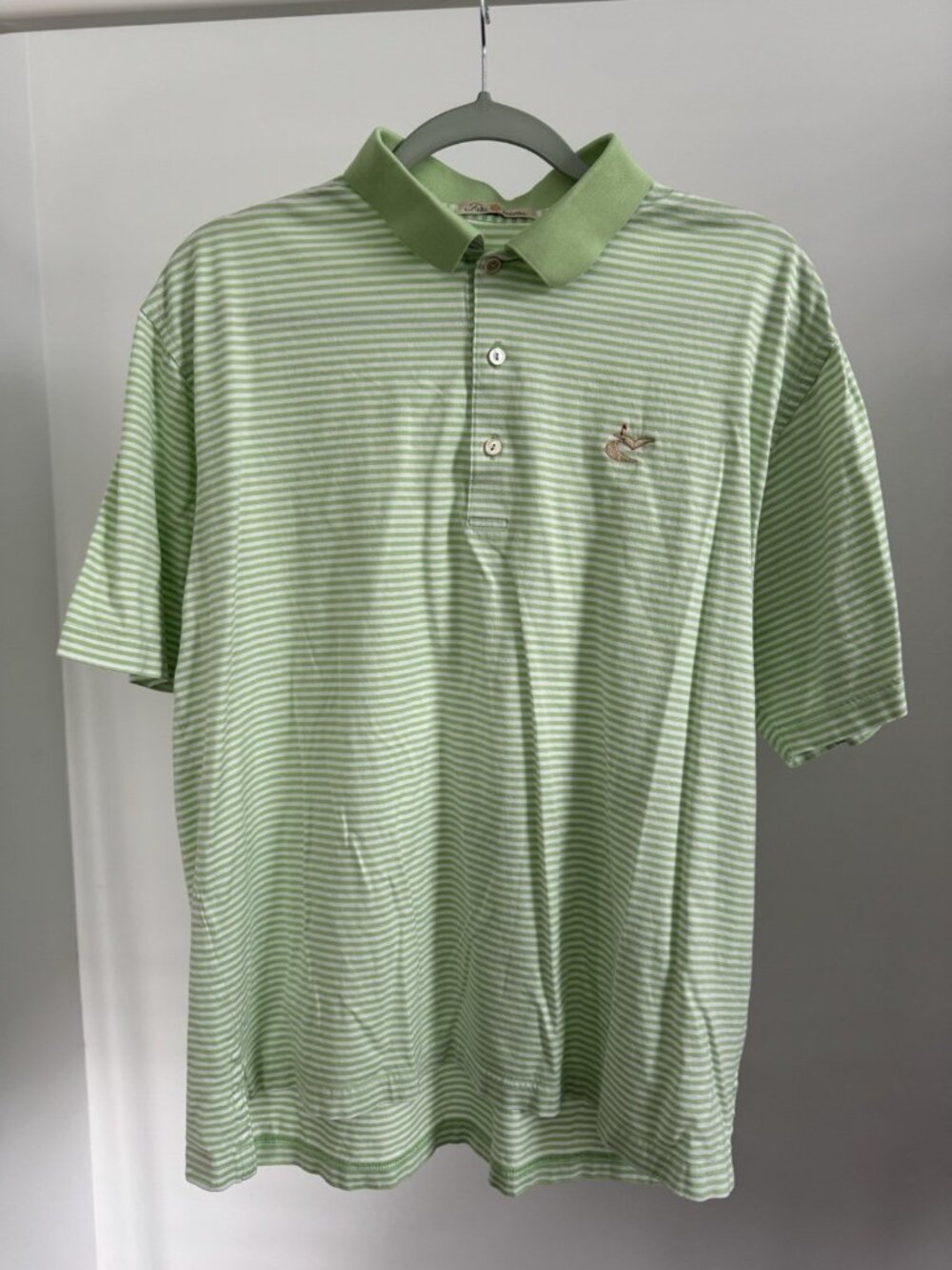 Peter Millar Golf Polo Men's Medium Green Stripe Bandon Dunes Vintage